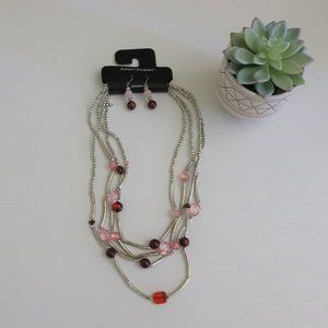 Brand New! Silver beaded Necklace Set